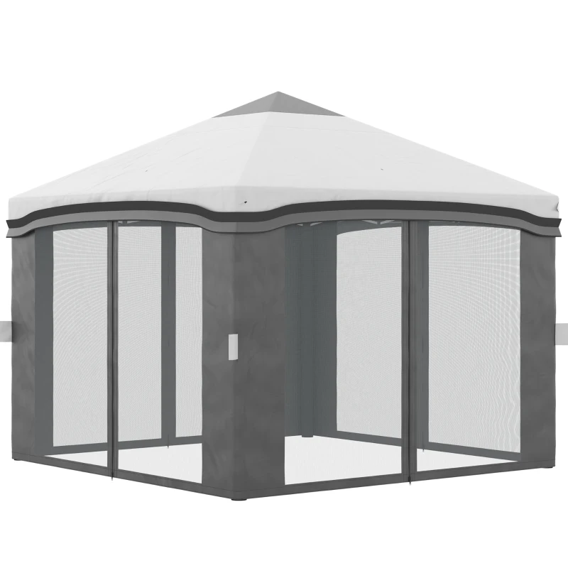 Tienda de campaña con dosel emergente de 10' x 10' con red, carpas instantáneas para fiestas, altura ajustable, con bolsa de transporte con ruedas y 4 bolsas de arena para exteriores, jardín, patio