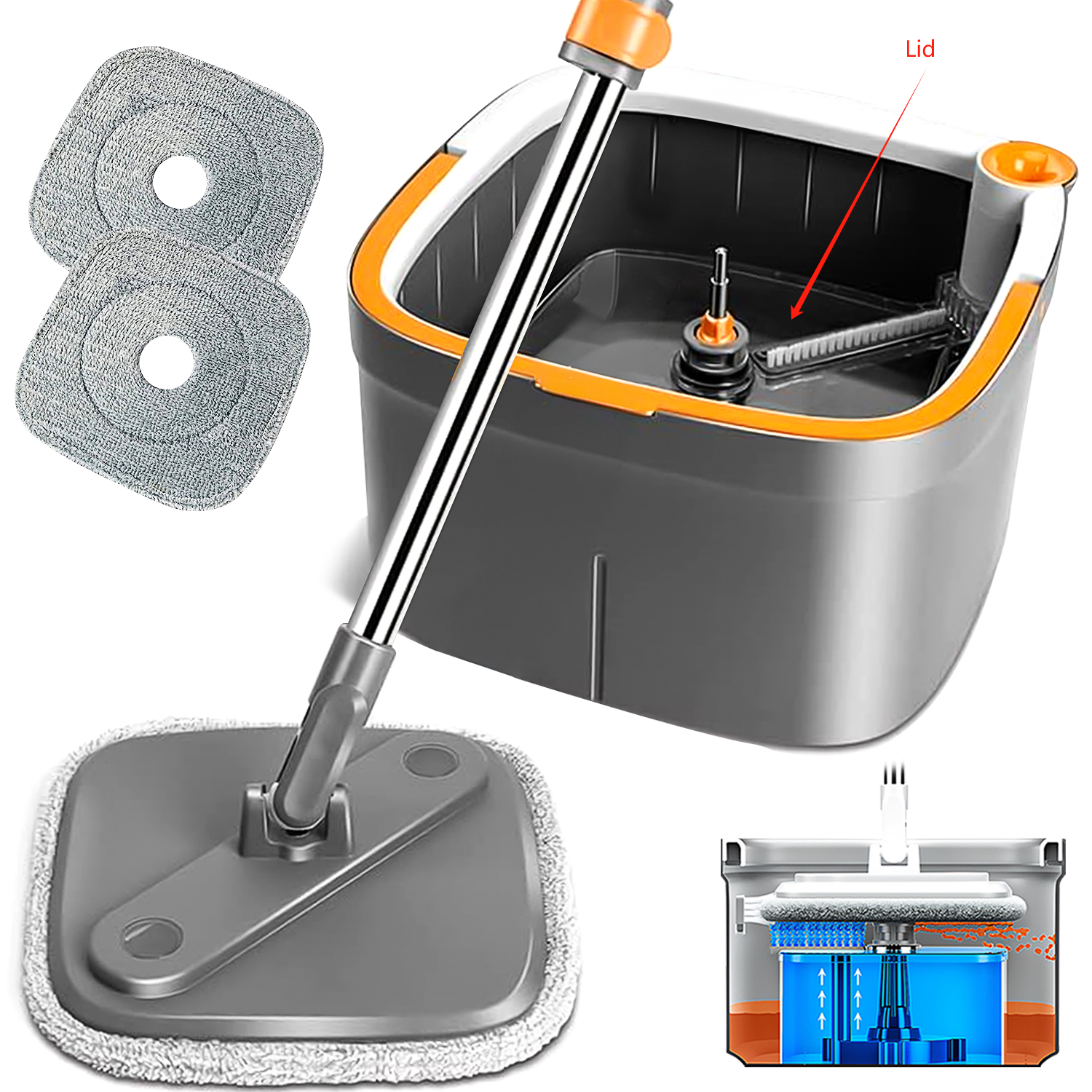 Spin Mop Accessories- Transparent Lid(Cover) of Busket