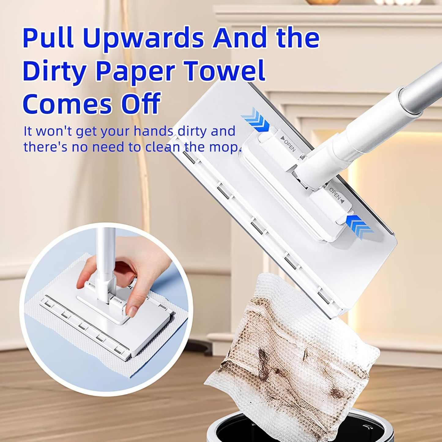 KZKR Mini Mop No-Touch Disposable Lazy Mop Easy Mopping Flat Dust Mop for Small Spaces