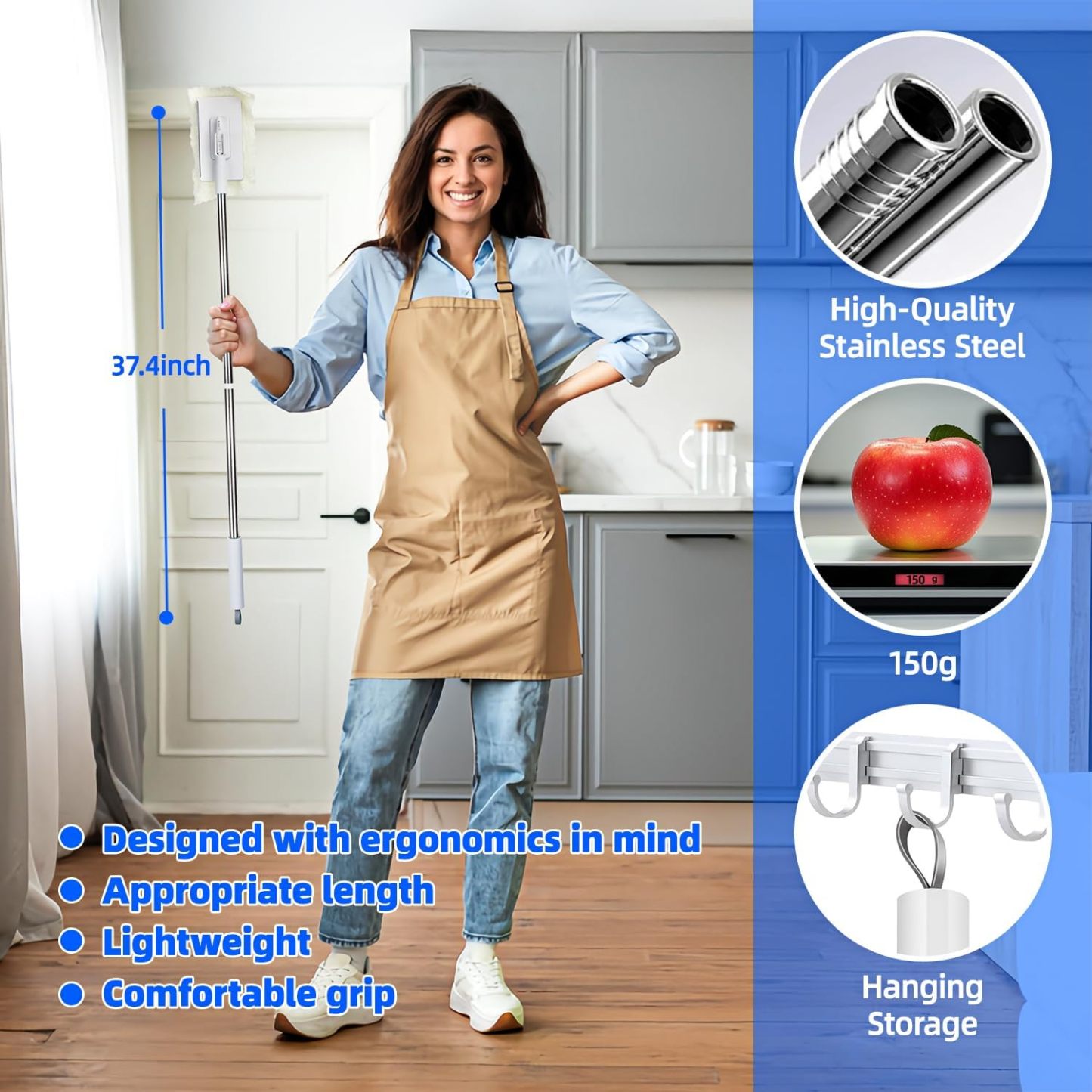 KZKR Mini Mop No-Touch Disposable Lazy Mop Easy Mopping Flat Dust Mop for Small Spaces