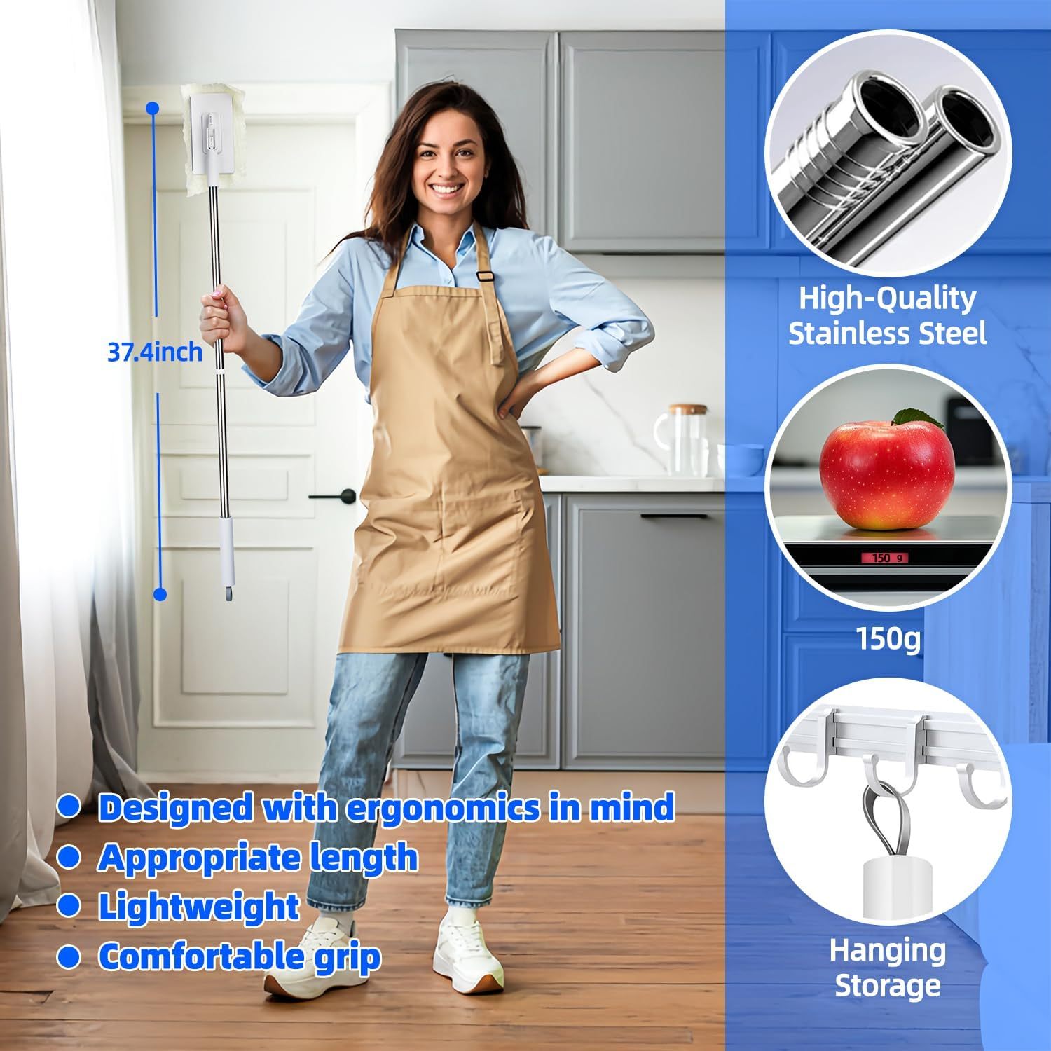 KZKR Mini Mop No-Touch Disposable Lazy Mop Easy Mopping Flat Dust Mop for Small Spaces