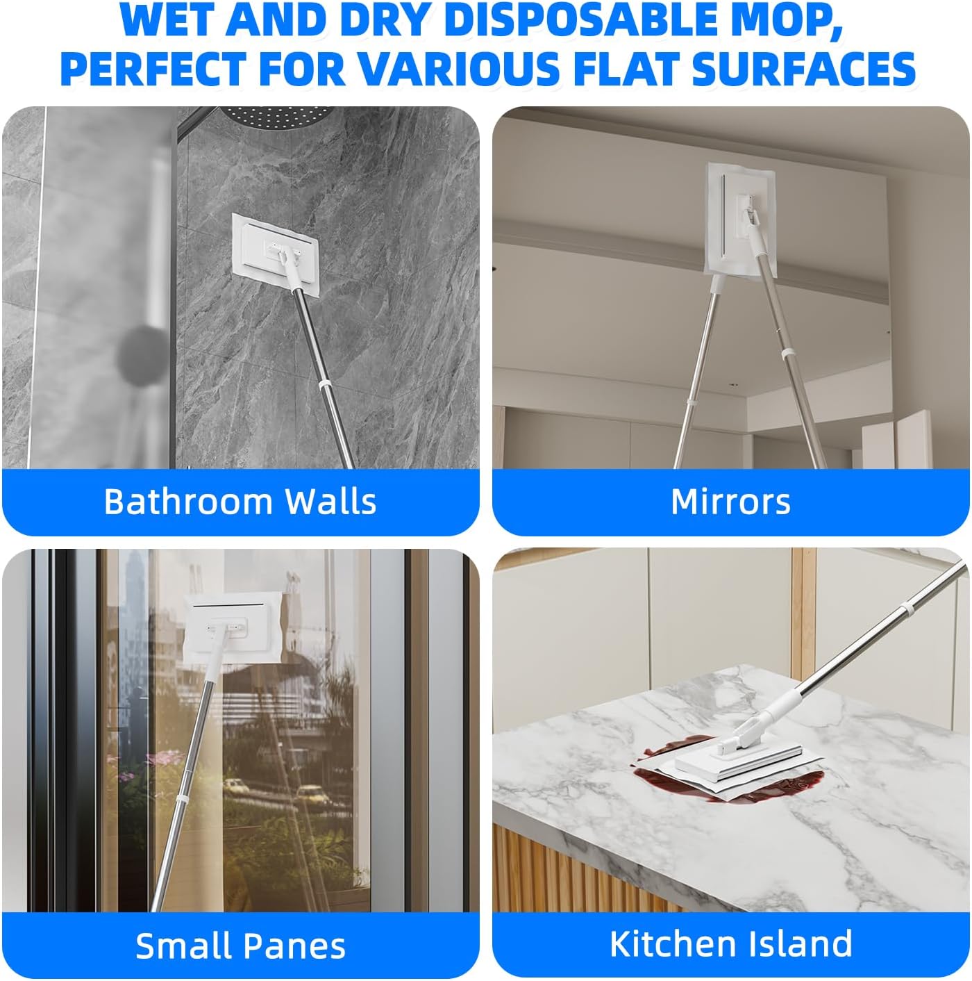 KZKR Mini Mop No-Touch Disposable Lazy Mop Easy Mopping Flat Dust Mop for Small Spaces