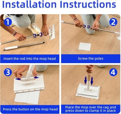 KZKR Mini Mop No-Touch Disposable Lazy Mop Easy Mopping Flat Dust Mop for Small Spaces