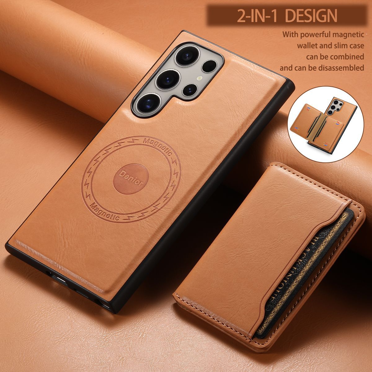 Leather Card Wallet Magsafe Mobile Phone Case for Samsung Galaxy S