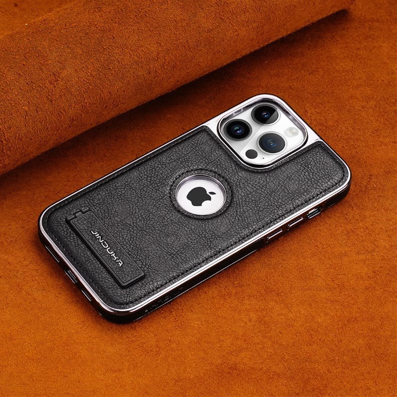 Luxury Leather Business Bracket Mobile Phone Case for iPhone