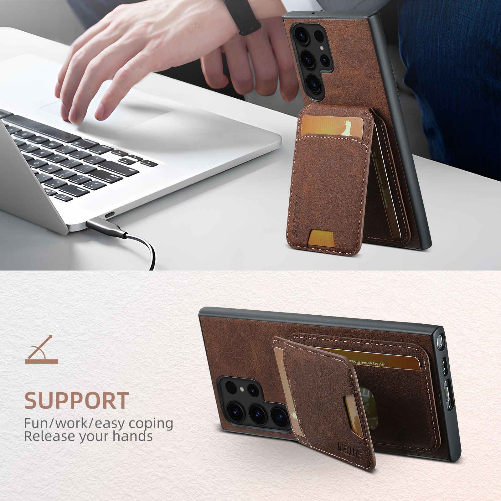 Leather Card Wallet Mobile Phone Case for Samsung Galaxy S