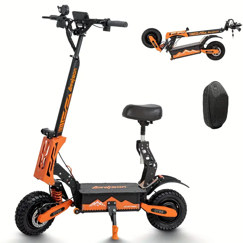 eléctrico adultos, con promedio de 750W, batería de 60V27AH de , promedio de 20MPH, llantas todoterreno de 11 pulgadas, plegable exteriores con asiento detalles 6