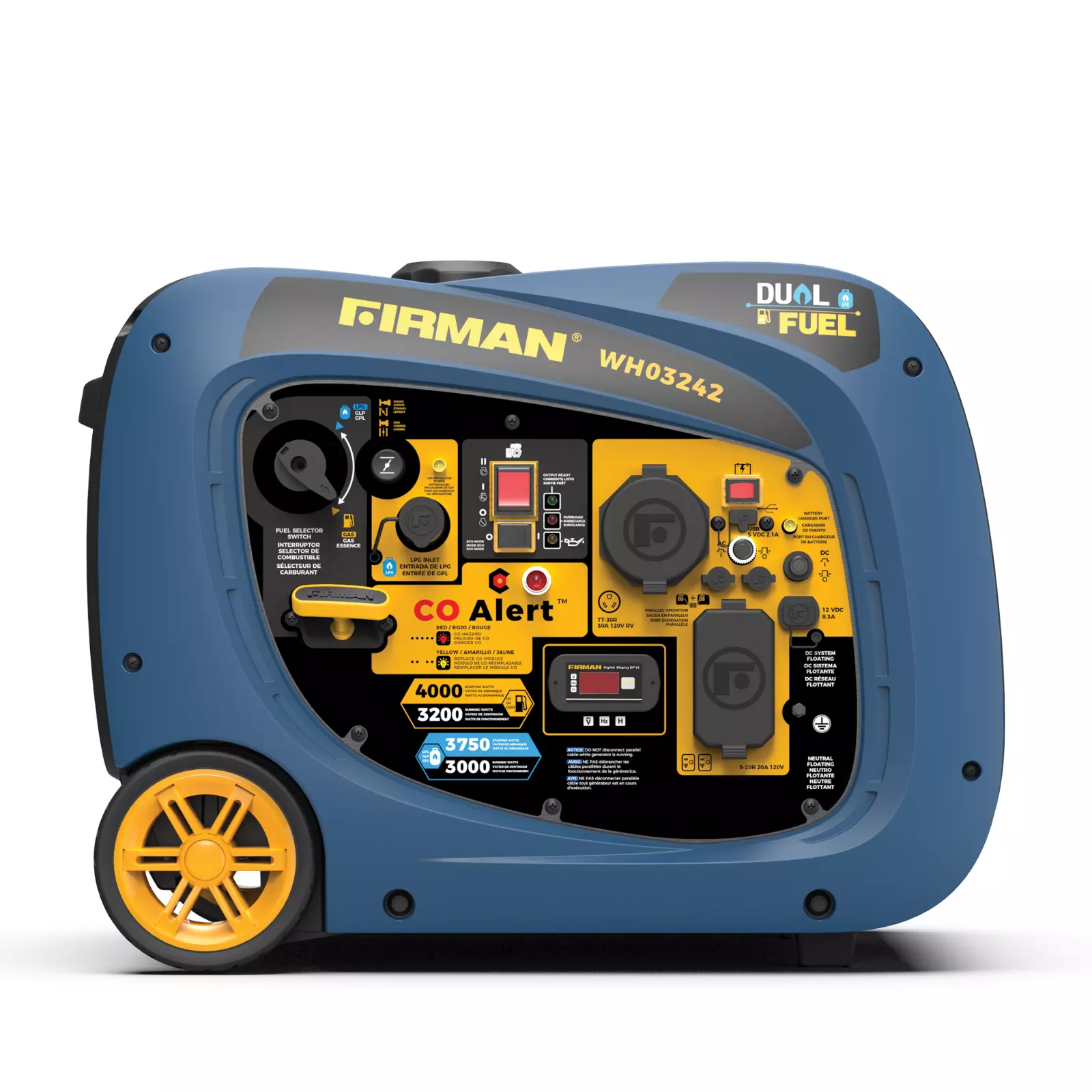 Generador inversor de combustible dual con arranque eléctrico FIRMAN WH03242F de 4000 W