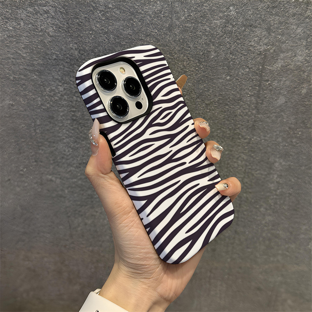 Foreign trade burst zebra print phone case IP16pm new film shell 2-in-1 15Promax phone case 13pm