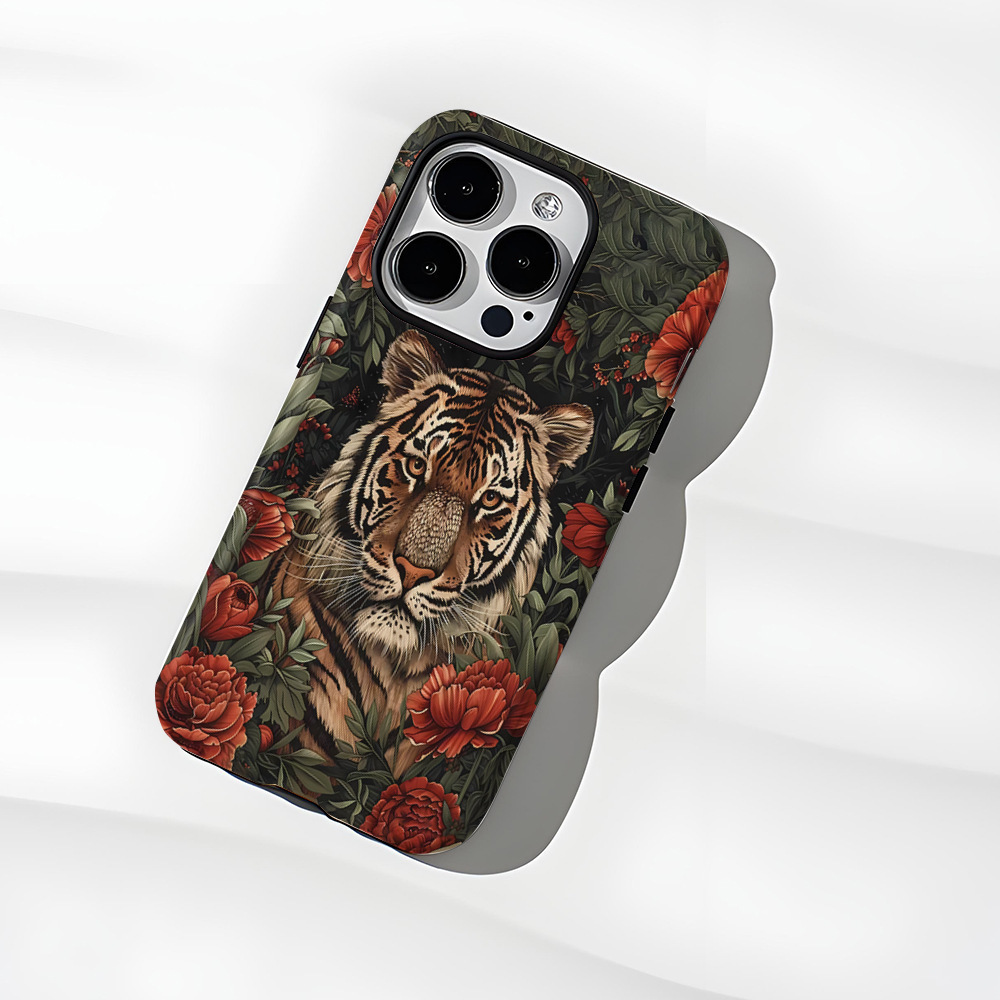 Creative Tiger Apple 15promax phone case iPhone14 Art 13Pro Double Film 16 drop case