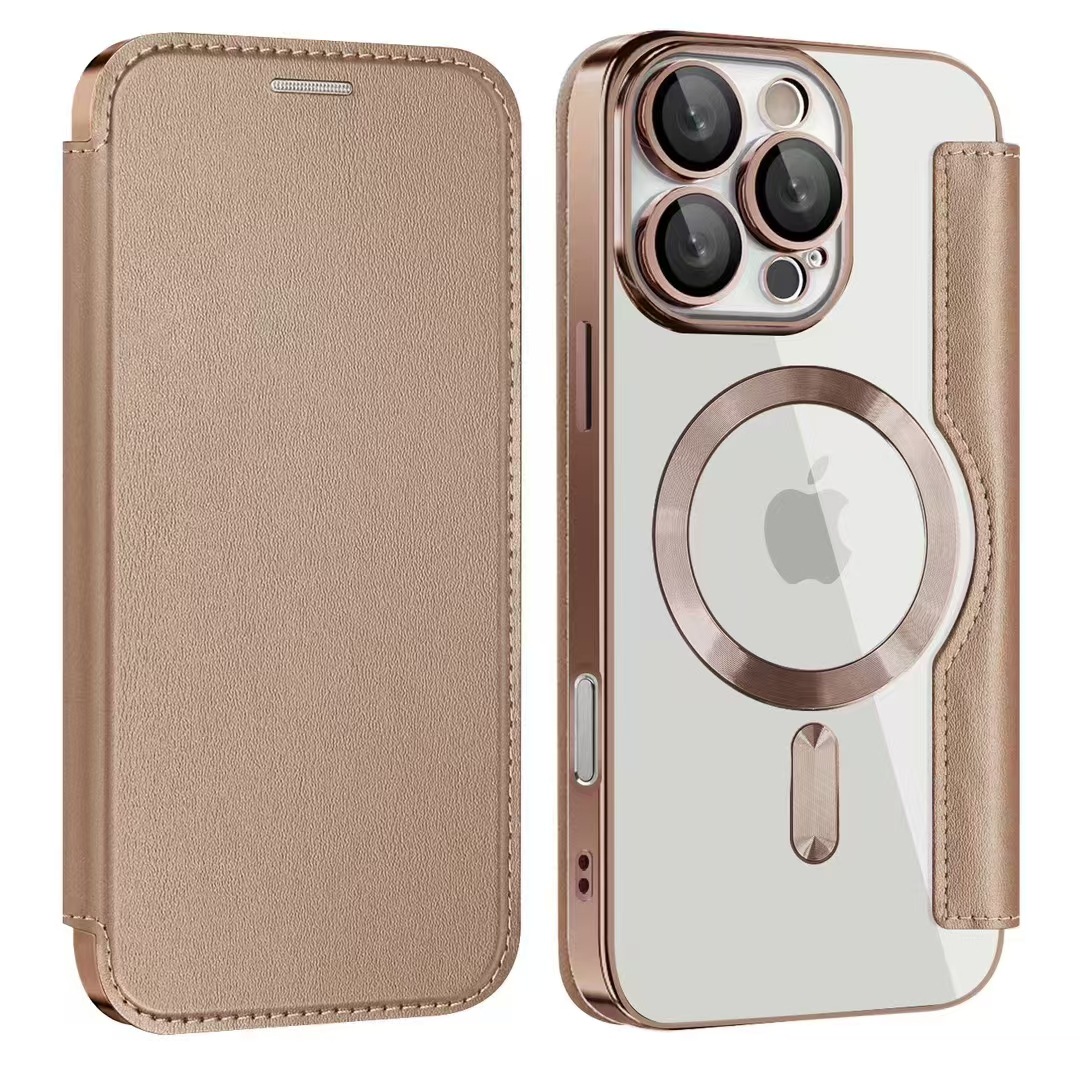 Leather Wallet Magsafe Bracket Mobile Phone Case for Apple iPhone