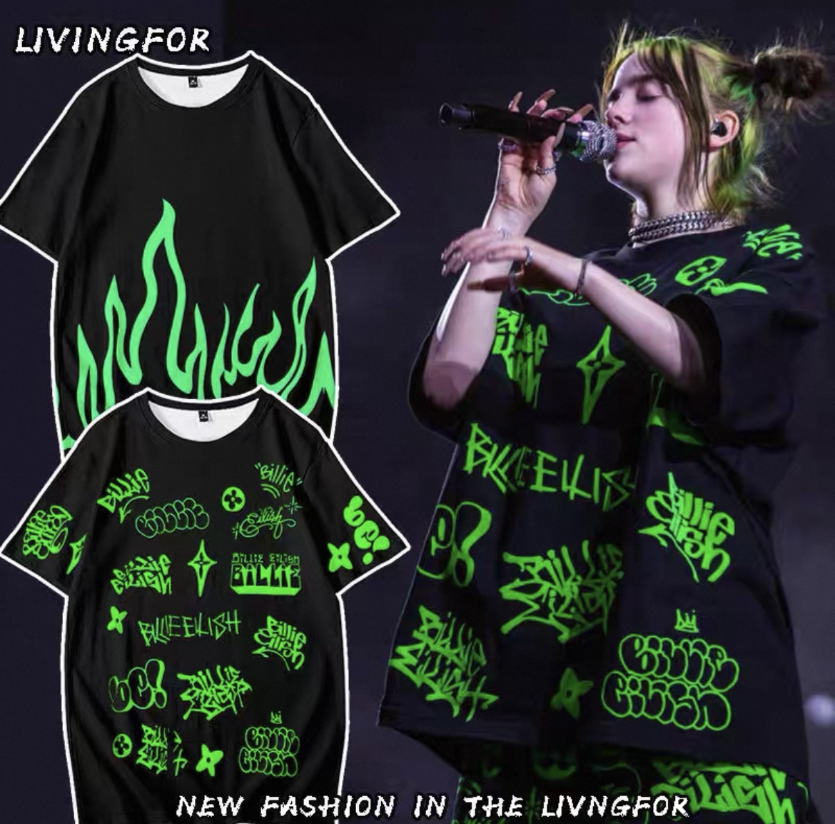 [Billie Eilish] Aged T-shirt・Long sleeve sweatshirt