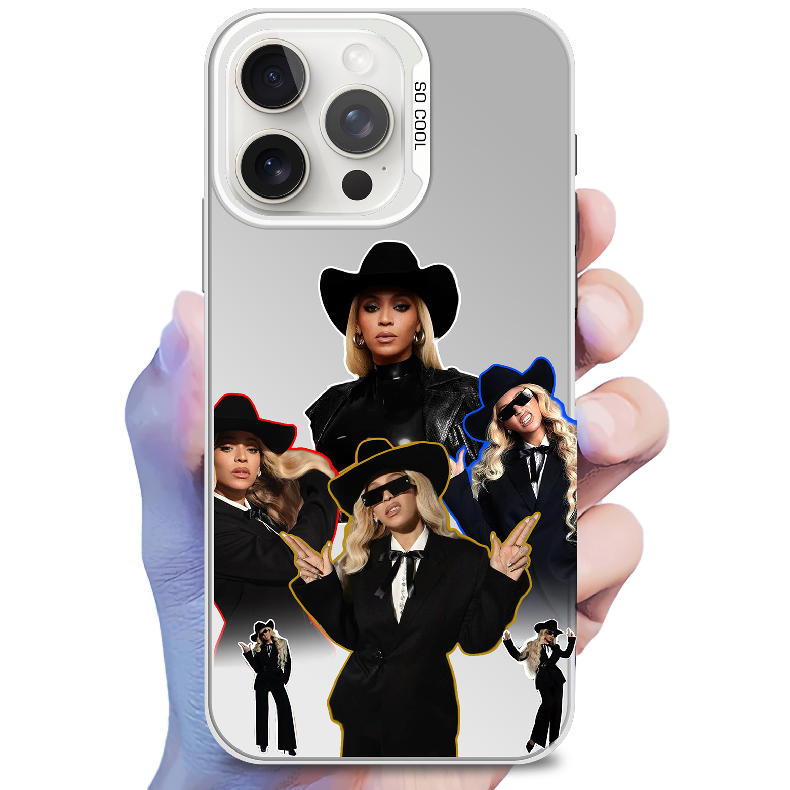 [Beyoncé] Colorful Silver Phone Case-White