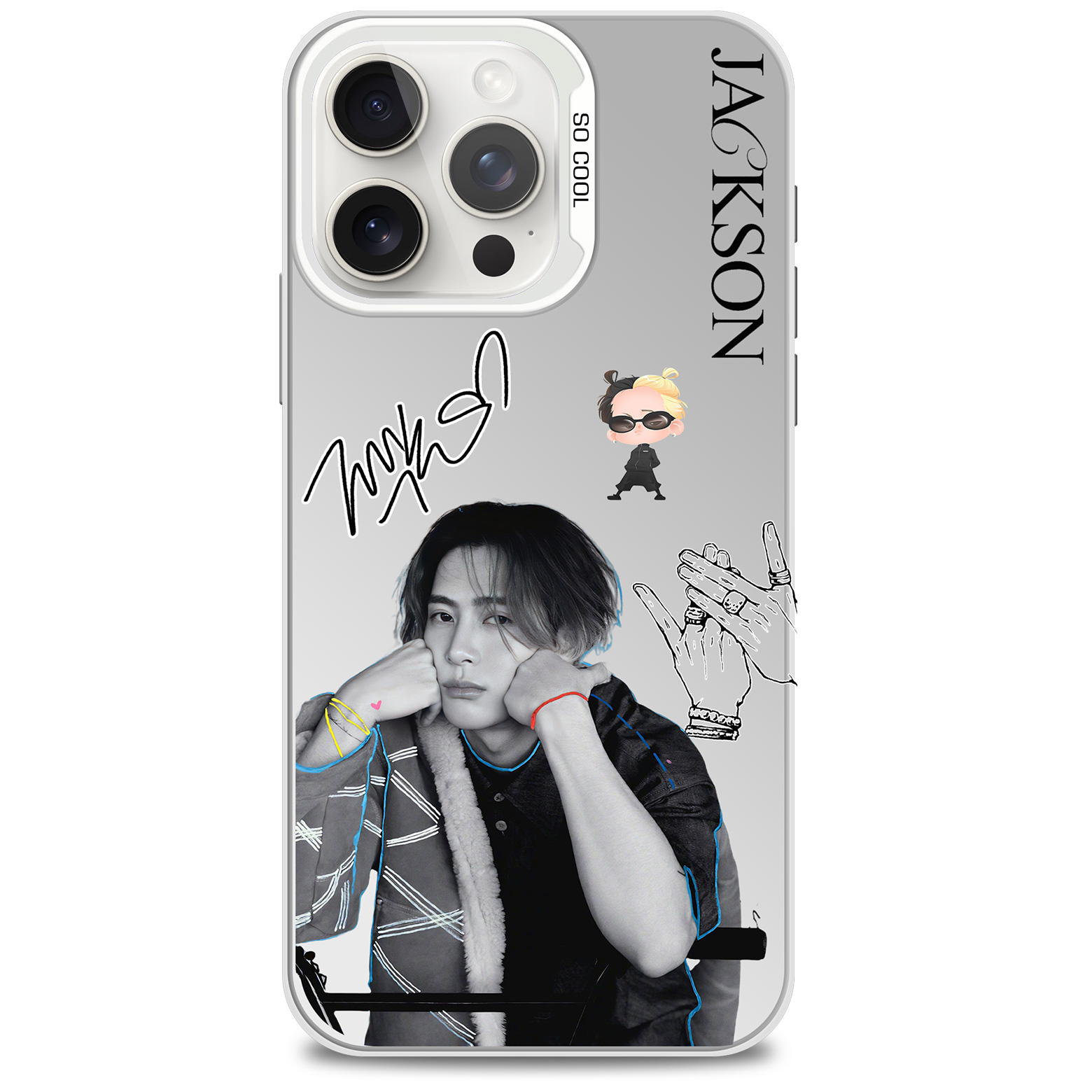 [Jackson Wang] Colorful Silver Phone Case-White