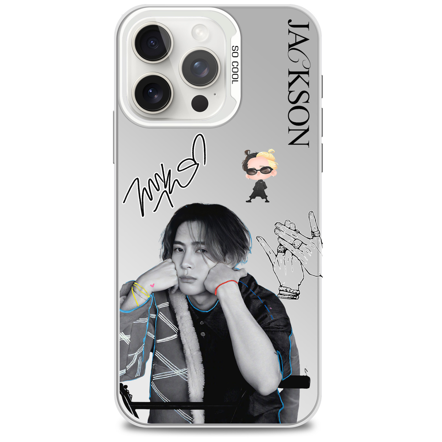 [Jackson Wang] Colorful Silver Phone Case-White