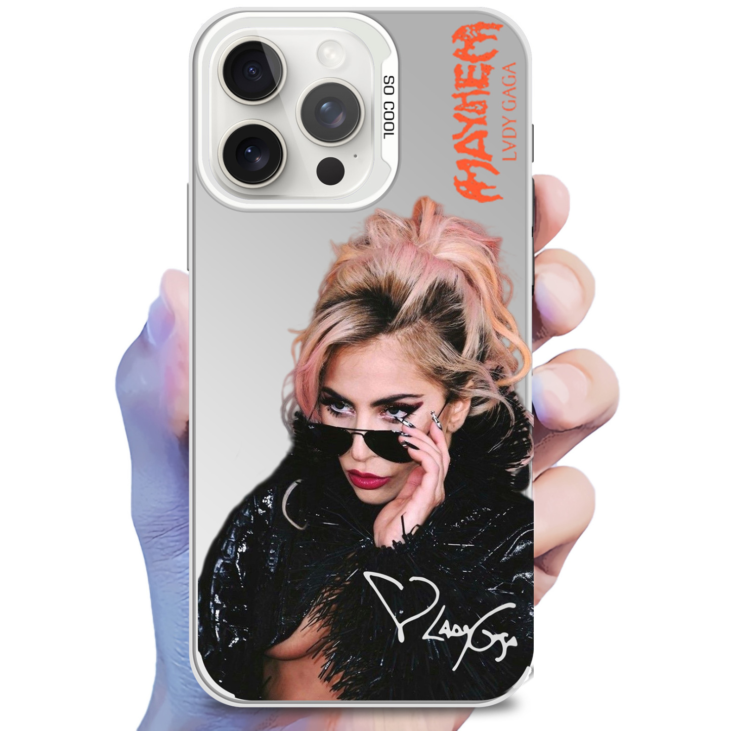 Ladygaga Colorful Silver Phone Case-White