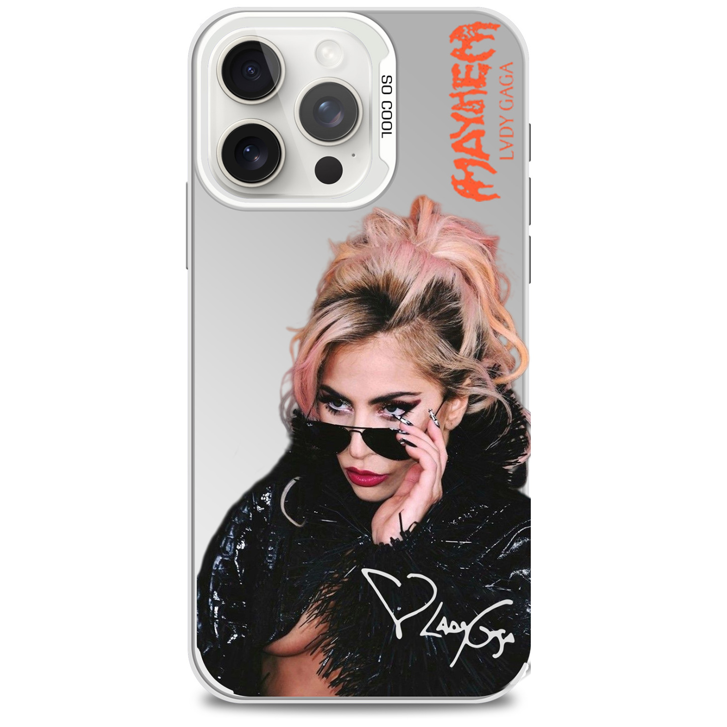 Ladygaga Colorful Silver Phone Case-White