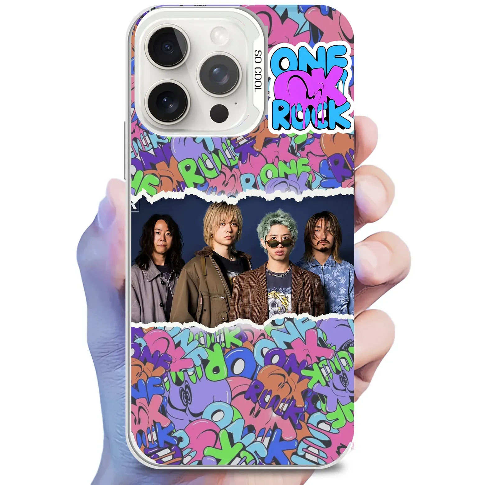 [ONE OK ROCK] Colorful Laser Phone Case-White