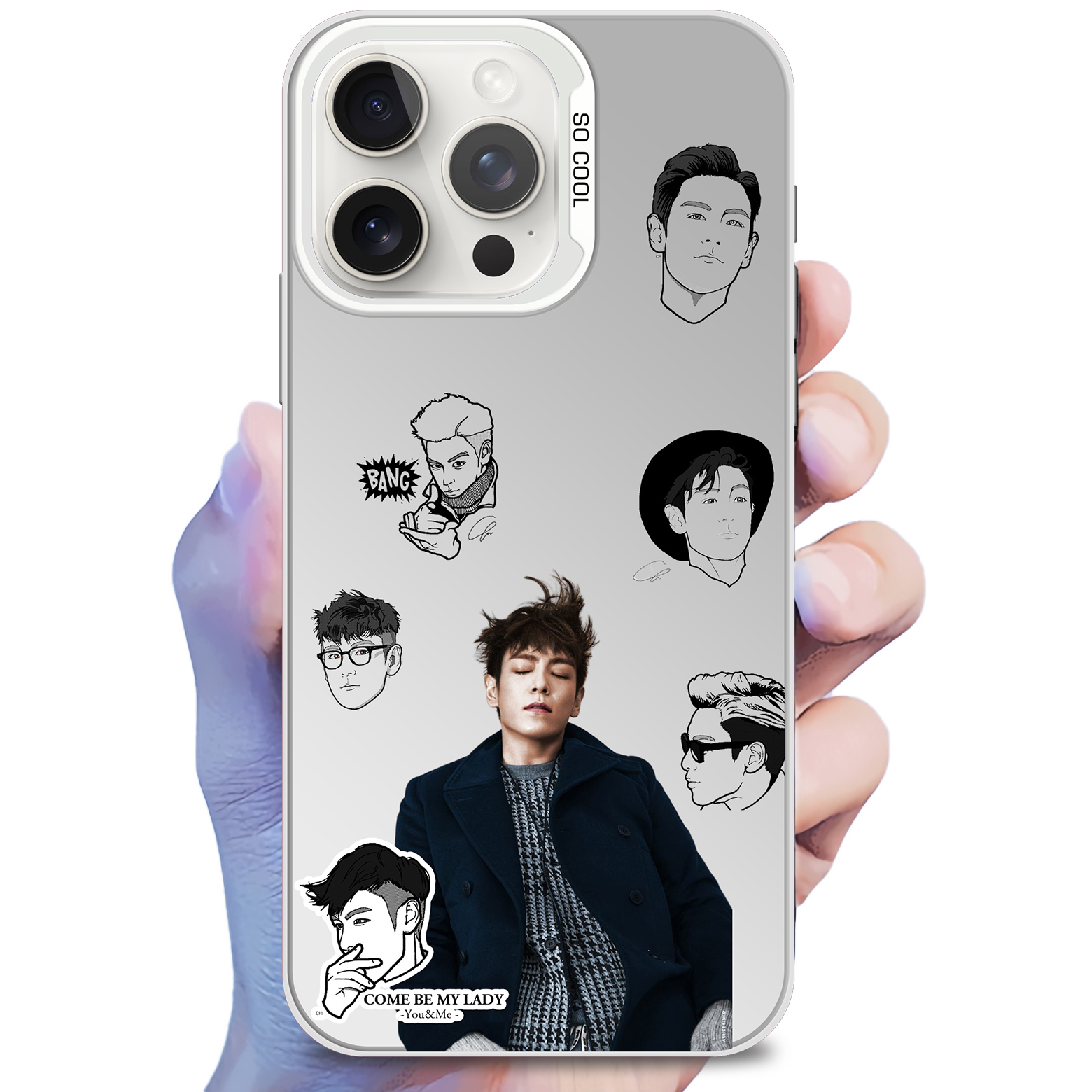 [TOP] Colorful Silver Phone Case-White