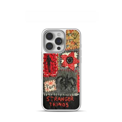 Stranger Things Demogorgon Graffiti Electroplated Silver Carbon Fiber Phone Case, Magnetic Shockproof Protective Cover Compatible with iPhone 17 Pro Max, Cool Monster Design Armor Case for Fans