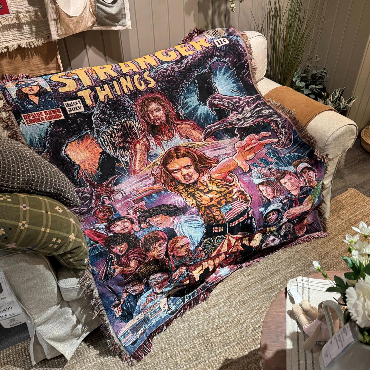[Stranger Things] Bedroom Tapestry Wall Hanging – Retro Horror TV Series Woven Blanket Decor
