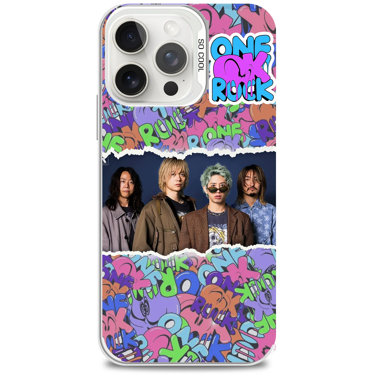 [ONE OK ROCK] Colorful Laser Phone Case-White