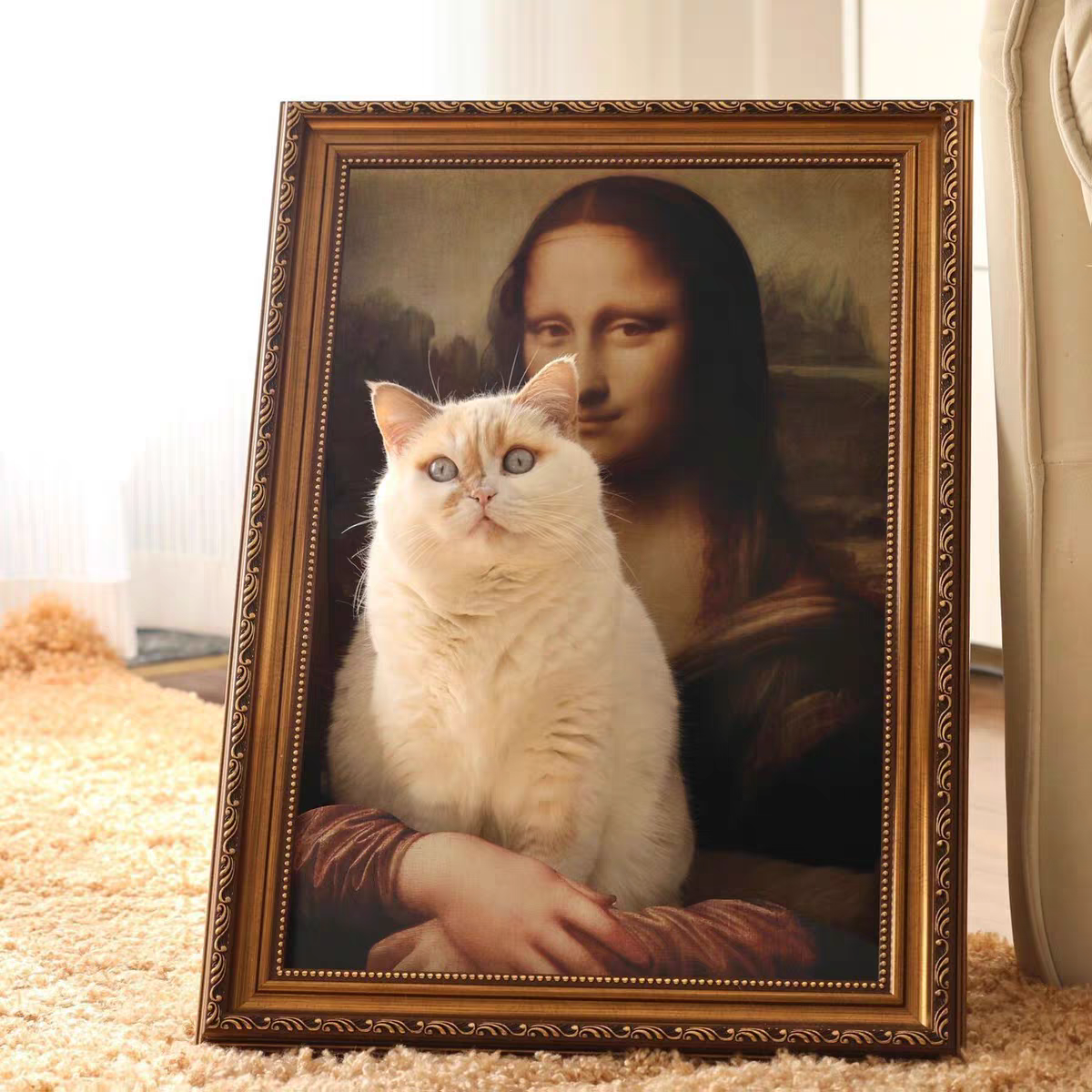 The 3D Mona Lisa oil painting cat bed/cat scratching board