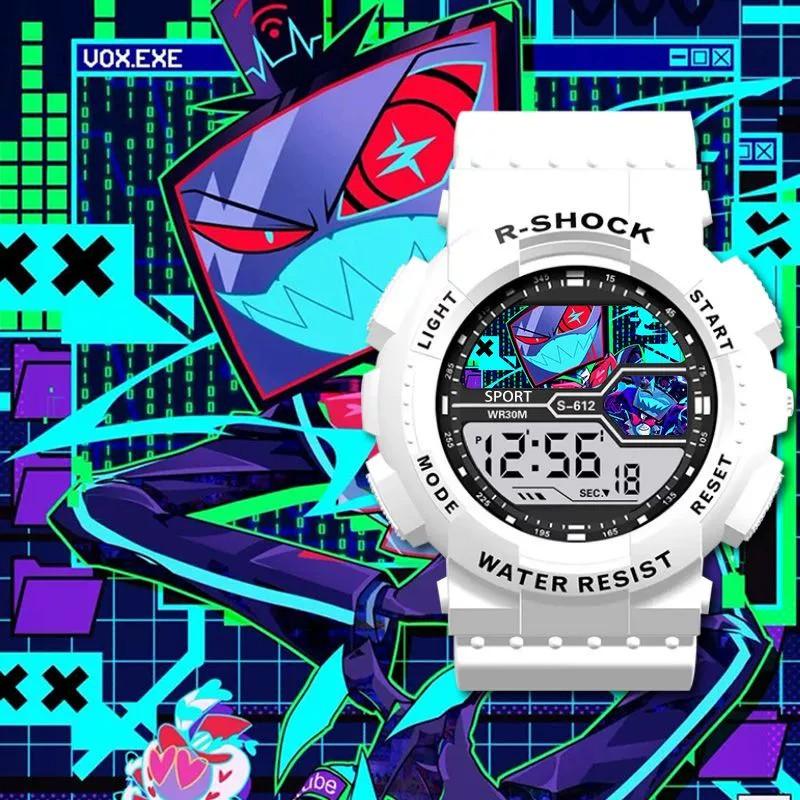 [Hazbin Hotel] Lucifer & Valentino Cartoon Digital Kids Watch LED Display Waterproof Sports Electronic Wristwatch