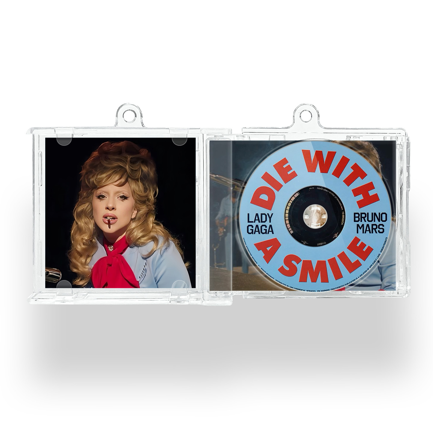 Ladygaga& Bruno Mars Mini Vinyl NFC Album Keychain CD Music Keychain Pendant