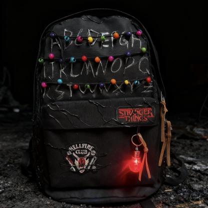 Stranger Things Backpack Set – Alphabet Wall Design School Bag with Demogorgon Keychain | Horror Aesthetic Kpop Style Backpack | Trendy Student Bookbag for Fans of Stranger Things Season 5