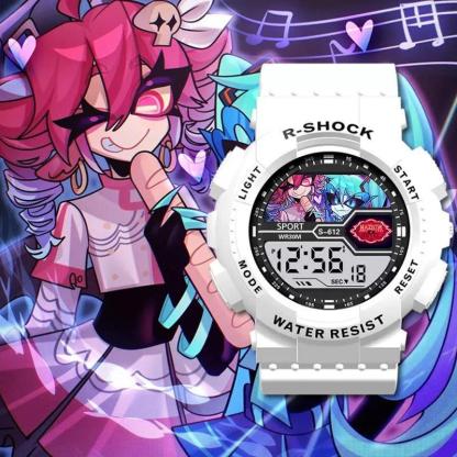 [Hazbin Hotel] Lucifer & Valentino Cartoon Digital Kids Watch LED Display Waterproof Sports Electronic Wristwatch