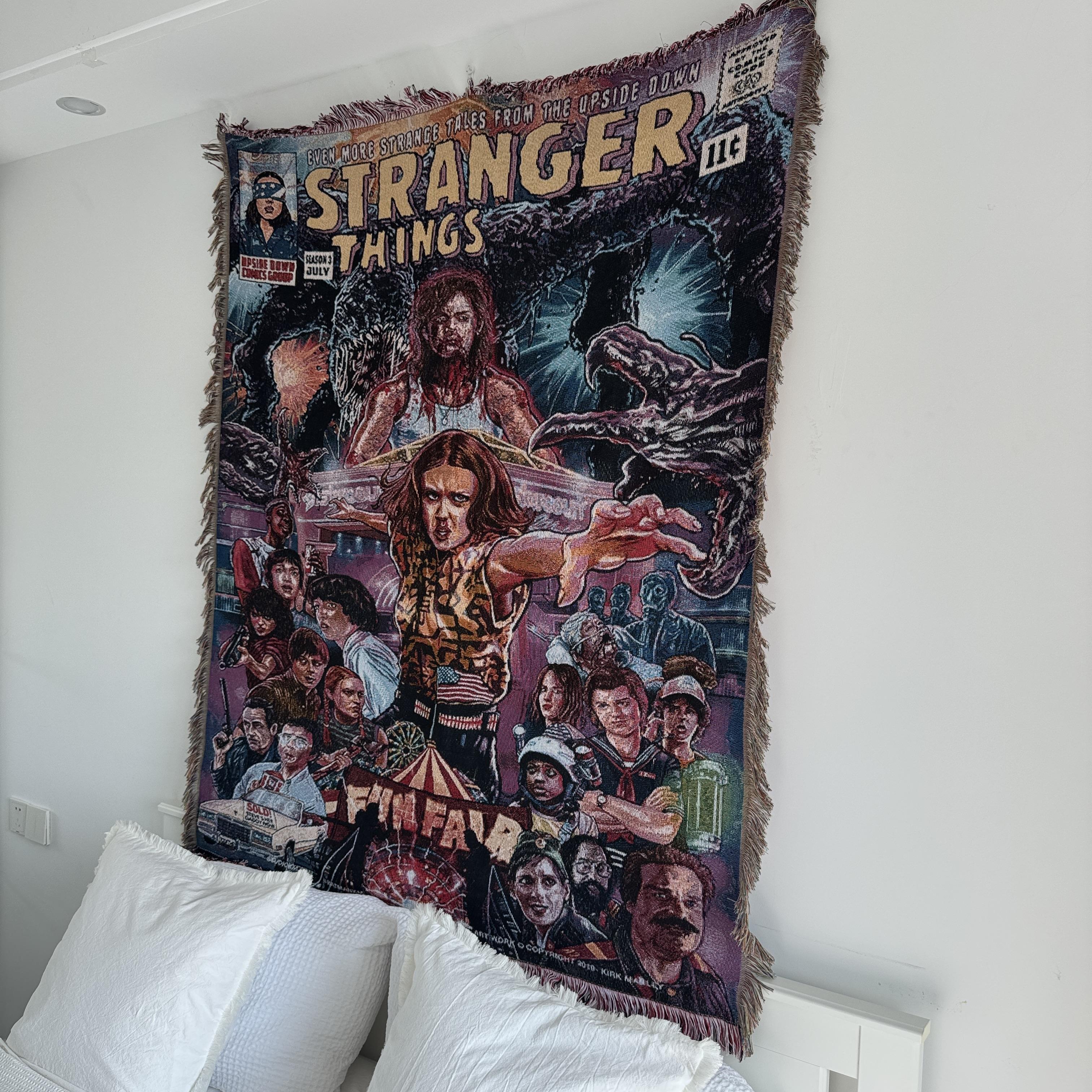 [Stranger Things] Bedroom Tapestry Wall Hanging – Retro Horror TV Series Woven Blanket Decor