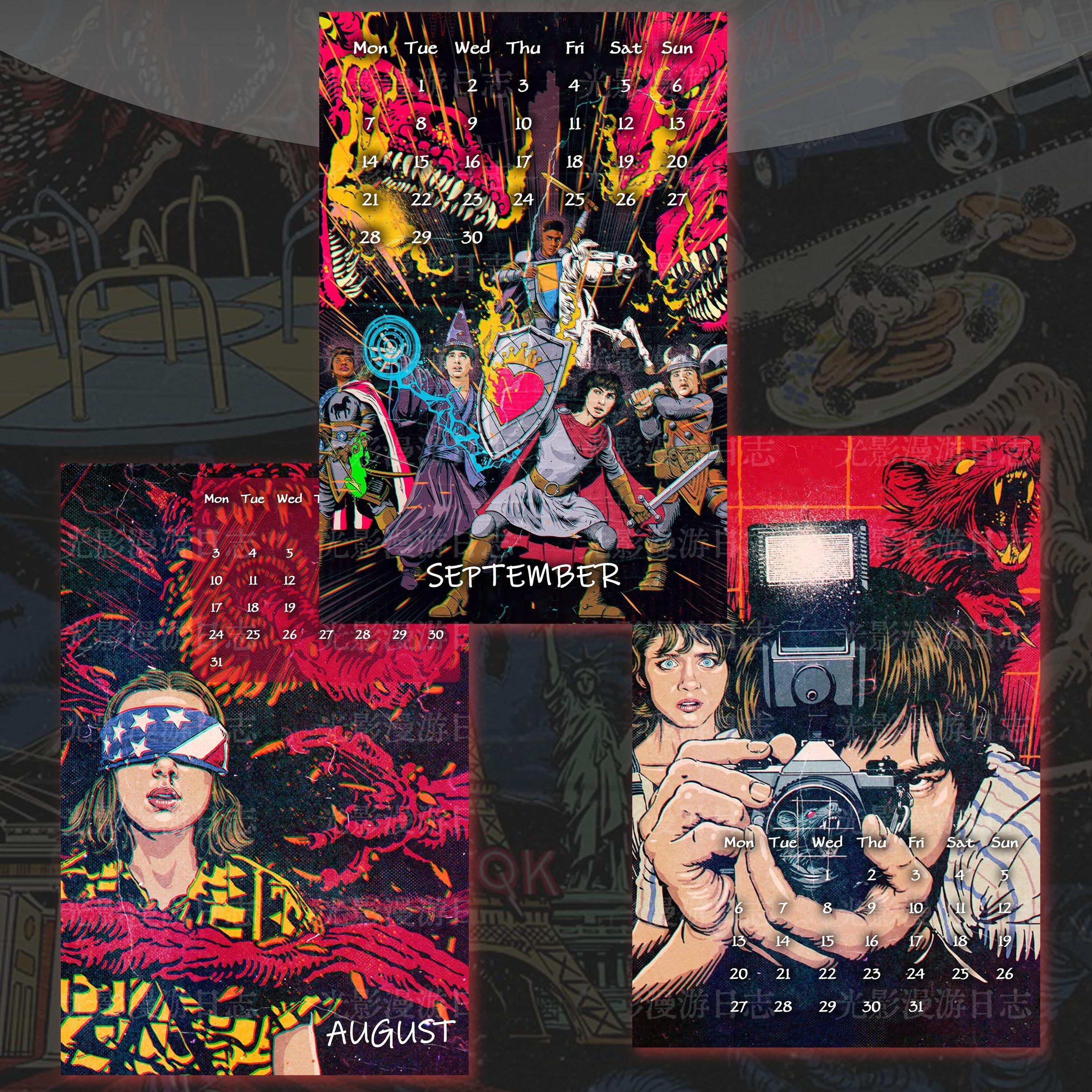 [Stranger Things] Upside Down 2026 Wall Calendar Vintage Horror Comic Style Monthly Calendar