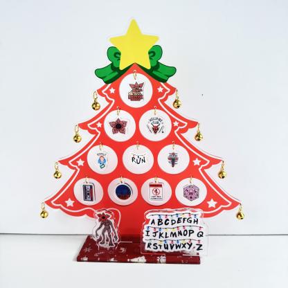 Strange Things Acrylic Christmas Tree Decor 25cm | Hawkins Alphabet Wall, Demogorgon & Hellfire Club Ornaments | ST Holiday Display Stand | Fan Collector Gift | Upside Down Xmas Decoration