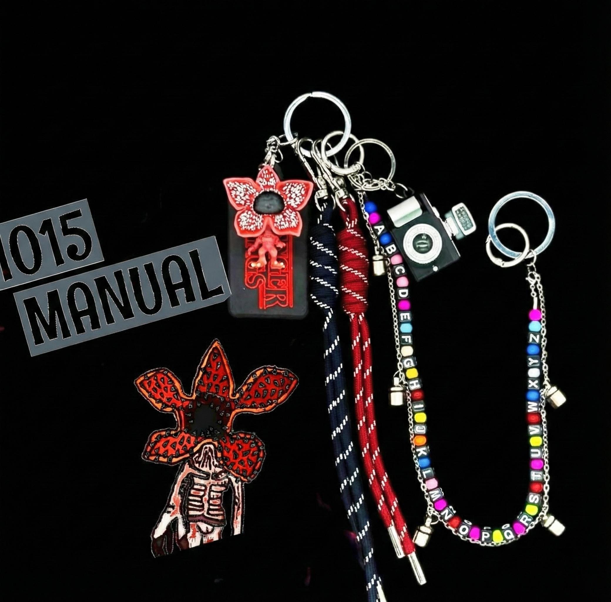 Stranger Things Light-Up Keychain Set with 5 LED Beads | Demogorgon Bag Charm with Replaceable Batteries | Hawkins Inspired Accessories for Backpacks & Keys | Glowing Fan Merch Gift for Netflix Series Lovers