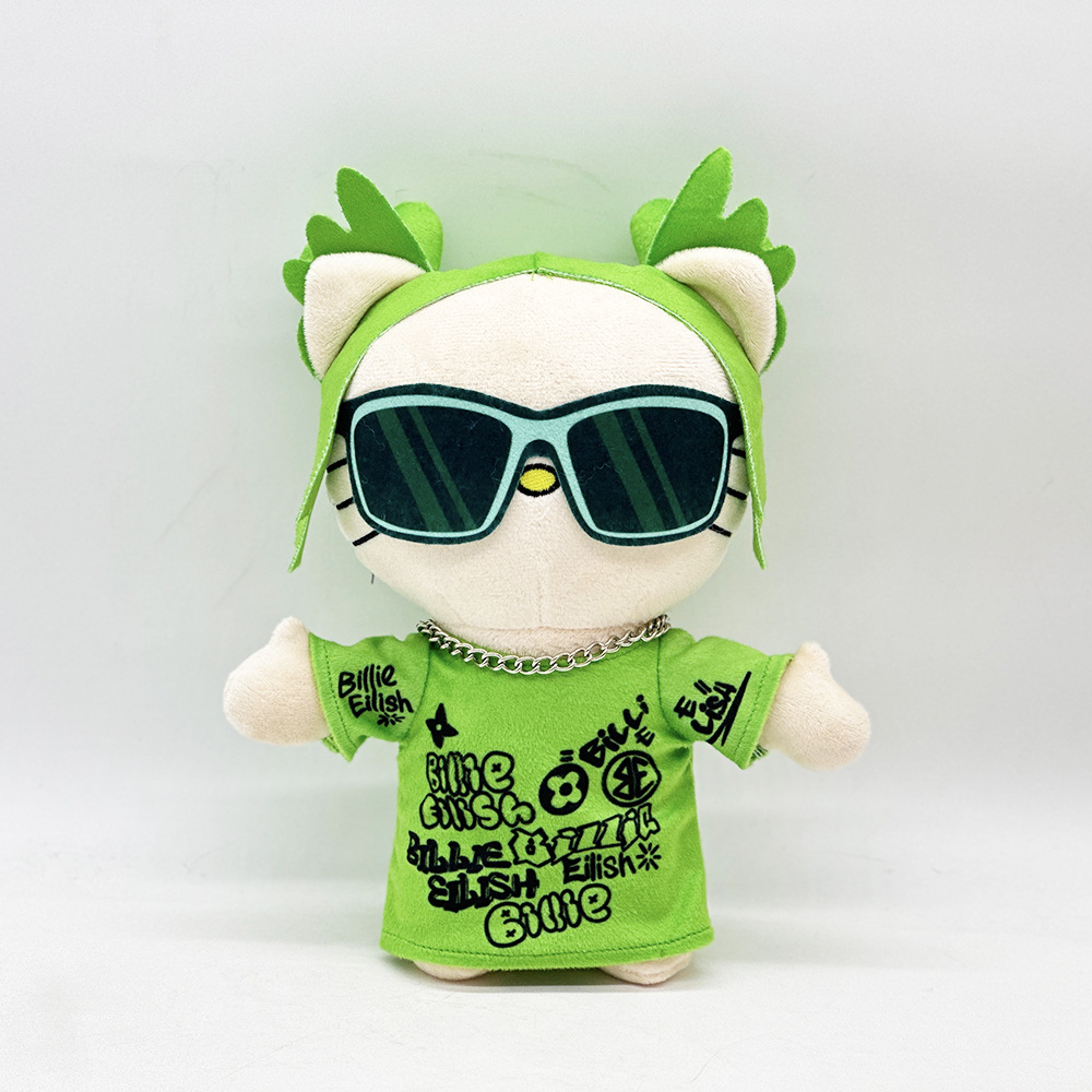 [Billie Eilish] Inspired Plush Doll – 26cm Cute Stuffed Toy with Green Outfit & Sunglasses |