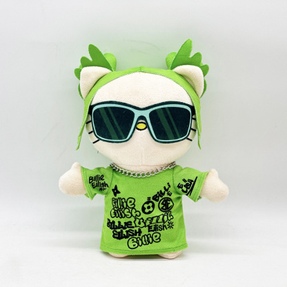 [Billie Eilish] Inspired Plush Doll – 26cm Cute Stuffed Toy with Green Outfit & Sunglasses |