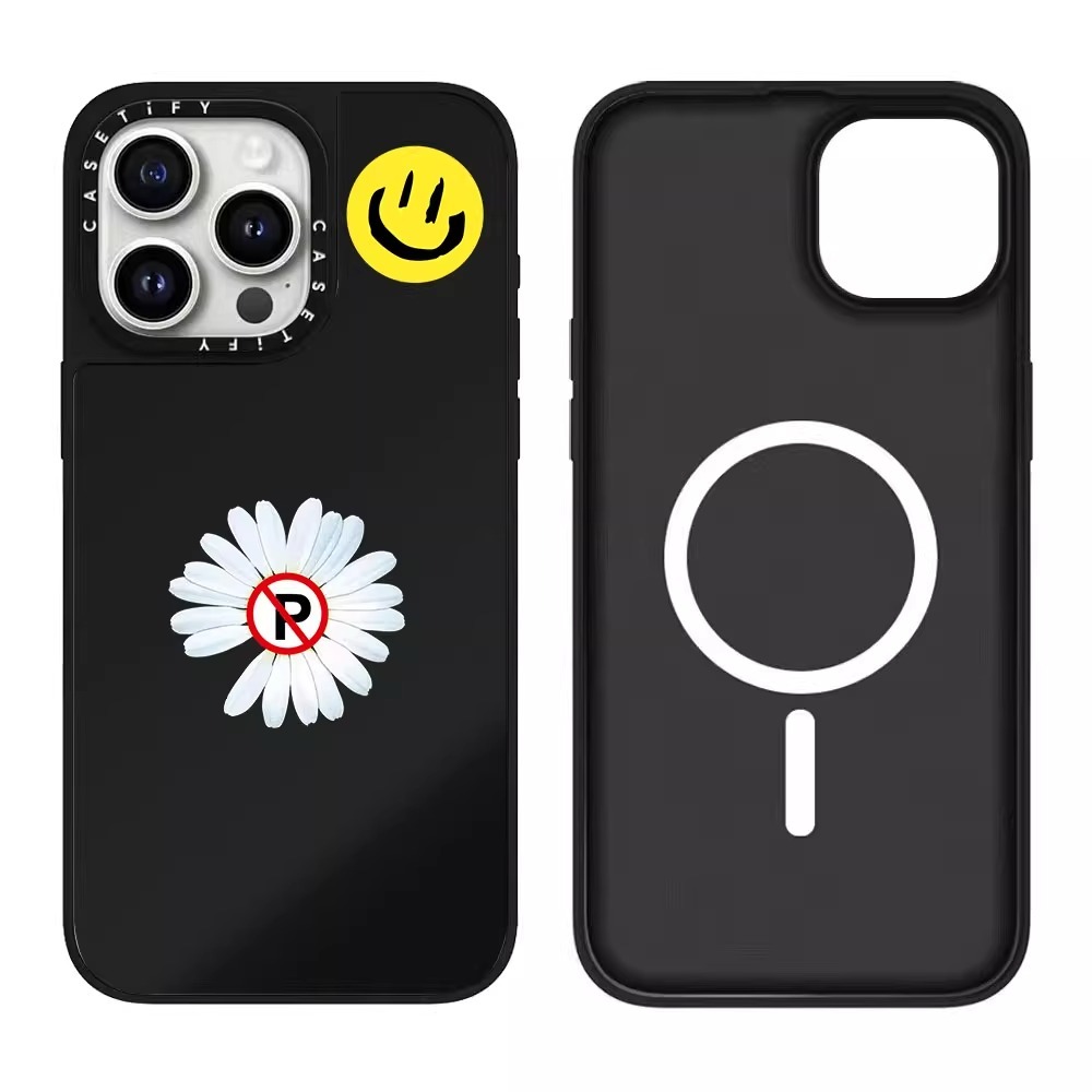 CASETi G-DRAGON CASETi gd with little Daisy flowers yellow smiley face apply apple iPhone16ProMax / 15/13/12/11 mirror magnetic suction hand drop
