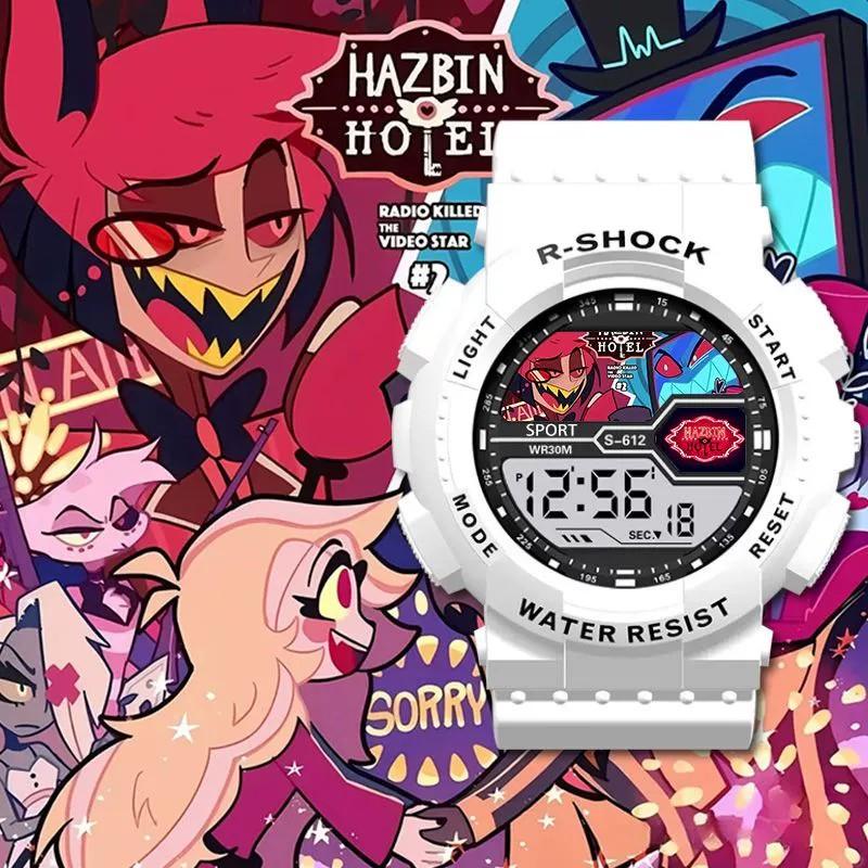 [Hazbin Hotel] Lucifer & Valentino Cartoon Digital Kids Watch LED Display Waterproof Sports Electronic Wristwatch