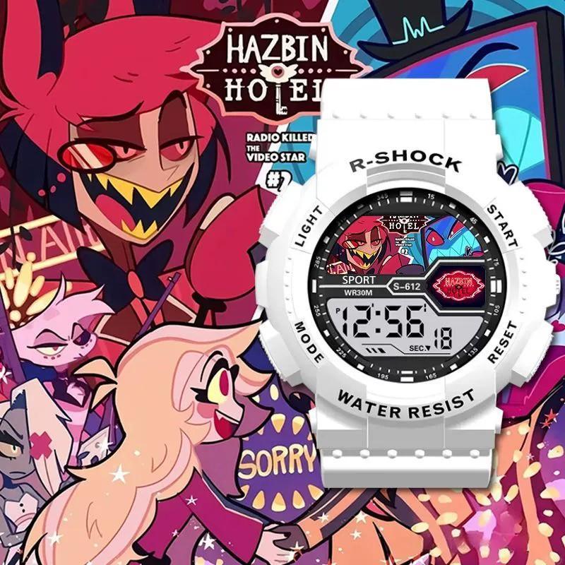 [Hazbin Hotel] Lucifer & Valentino Cartoon Digital Kids Watch LED Display Waterproof Sports Electronic Wristwatch