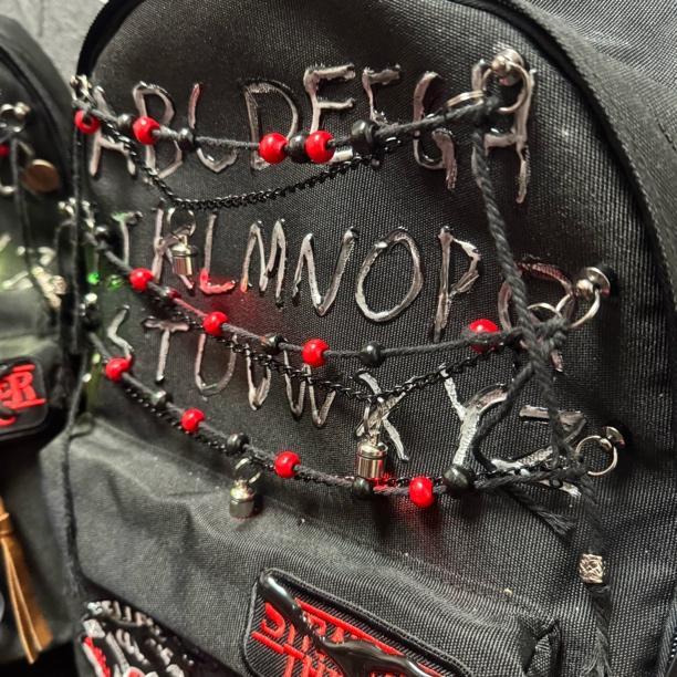 Stranger Things Backpack Set – Alphabet Wall Design School Bag with Demogorgon Keychain | Horror Aesthetic Kpop Style Backpack | Trendy Student Bookbag for Fans of Stranger Things Season 5