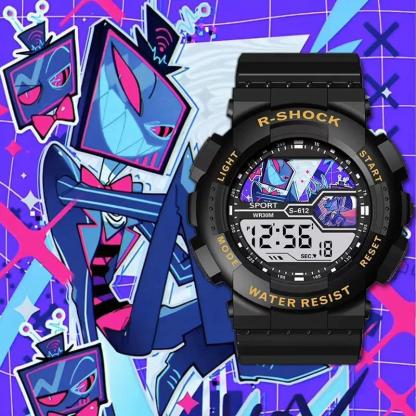 [Hazbin Hotel] Lucifer & Valentino Cartoon Digital Kids Watch LED Display Waterproof Sports Electronic Wristwatch