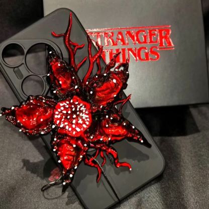 Stranger Things Upside Down Demon Flower Phone Stand | Red Monster-Inspired Phone Holder | Creative Horror-Themed Mobile Decor Accessory