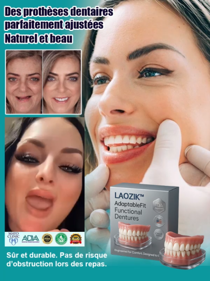 Porté en une seconde, aussi confortable que de vraies dents, Essayez-le gratuitement pendant 15 jours!