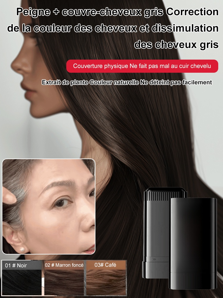 Stick de teinture pour cheveux imperméable et résistant à la transpiration pour couvrir les cheveux 
