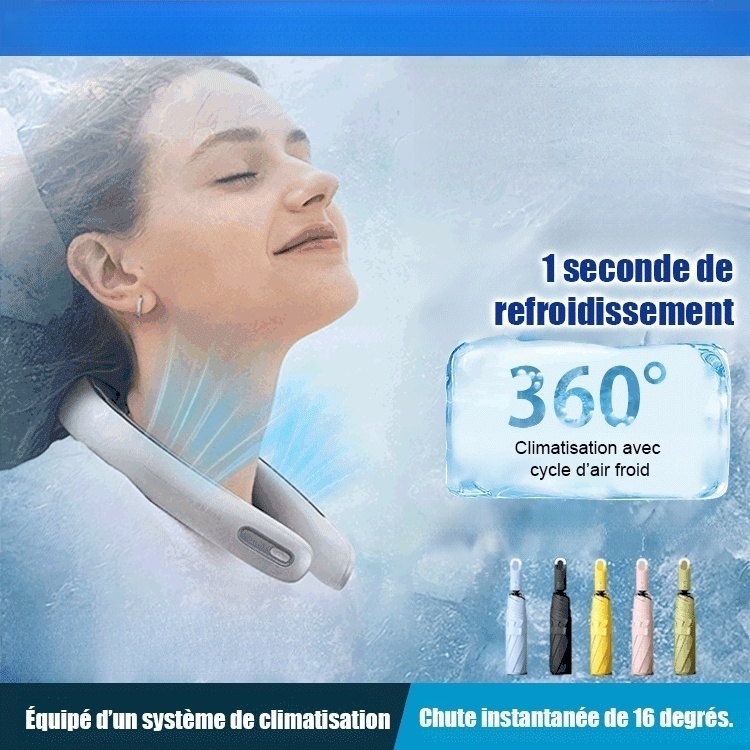 Ventilateur de cou avec refroidissement de 16° en 1 seconde 