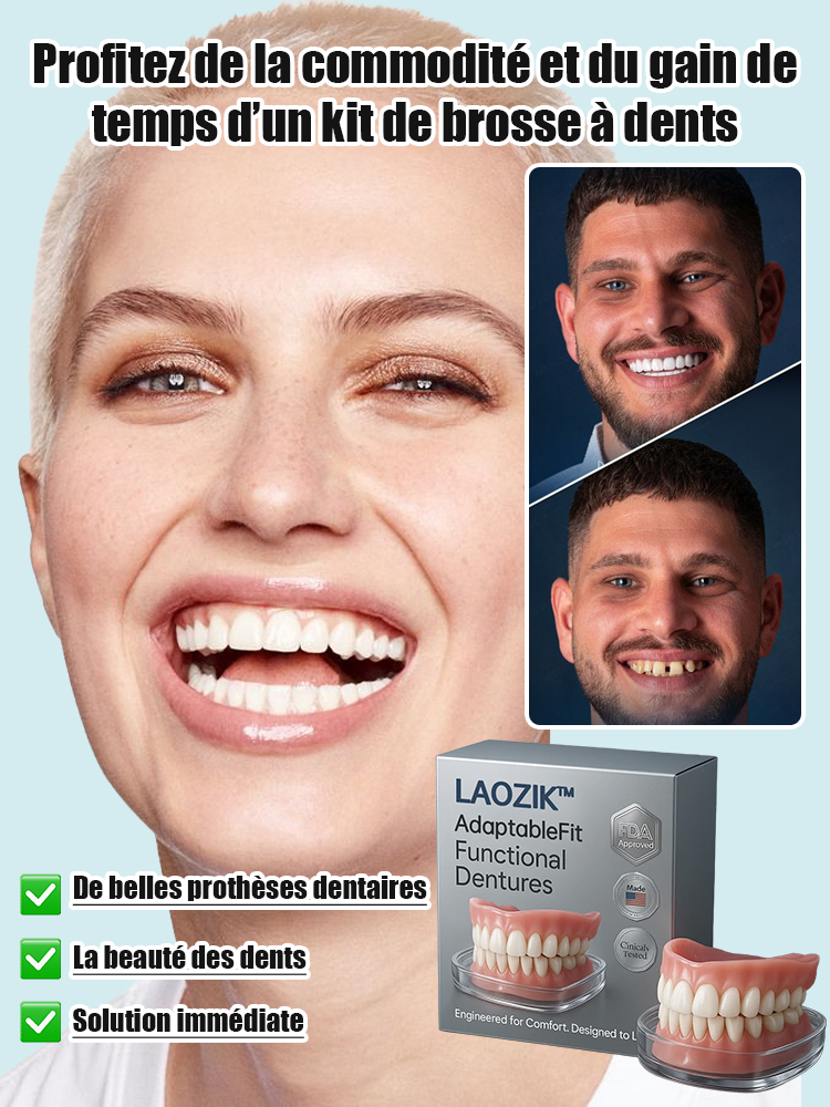 Porté en une seconde, aussi confortable que de vraies dents, Essayez-le gratuitement pendant 15 jours!