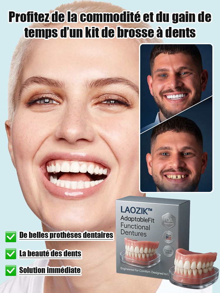 Porté en une seconde, aussi confortable que de vraies dents, Essayez-le gratuitement pendant 15 jours!