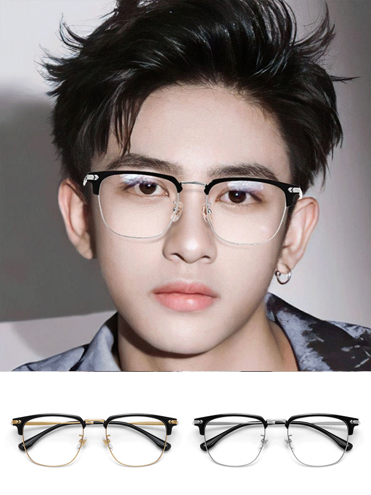 Lunettes de lecture anti-lumière bleue avec cadre de sourcils à zoom automatique