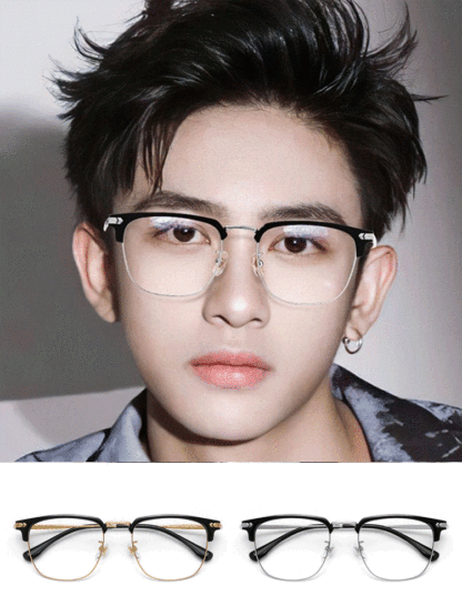 Lunettes de lecture anti-lumière bleue avec cadre de sourcils à zoom automatique